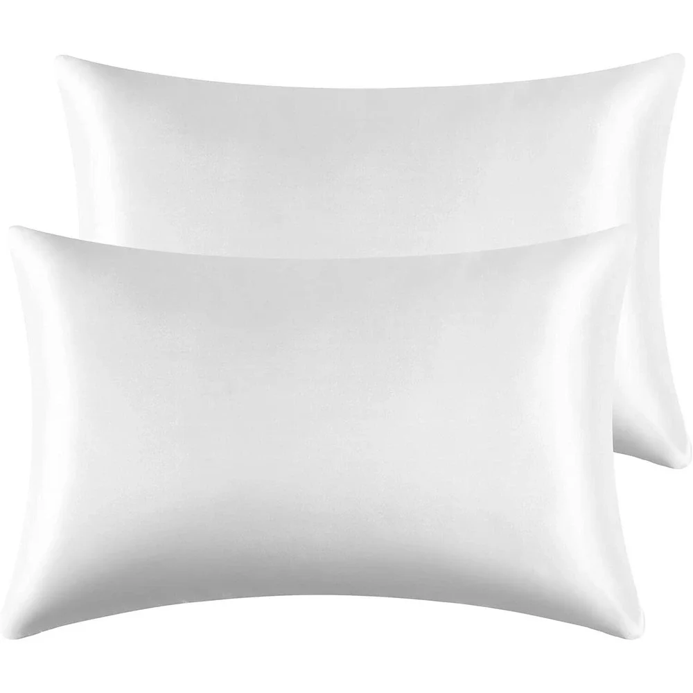 2 Pc Beautyrest Satin Pillowcases STANDARD WHITE Silky Therapeutic Hair Skin NEW